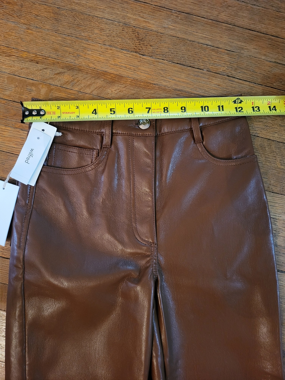 Wilfred Brown Vegan Leather Cropped Straight-Leg Pants - Picture 5 of 9